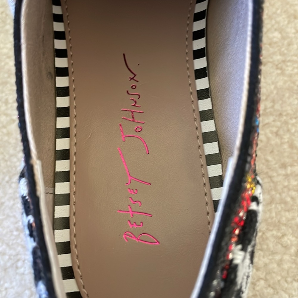 Betsey Johnson Marti Black Multi Chunky Platform Creeper Lace Jeweled Shoe 8 NIB - Picture 9 of 13